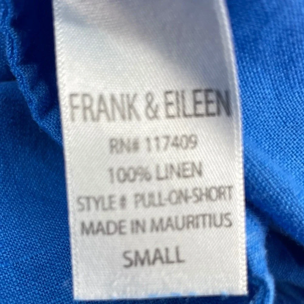 Frank & Eileen Womens Shorts Pull-On Relaxed Blue 100% Linen Small